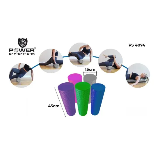 Масажний ролик для фітнесу та аеробіки Power System Fitness Roller PS-4074 Blue (45*15)