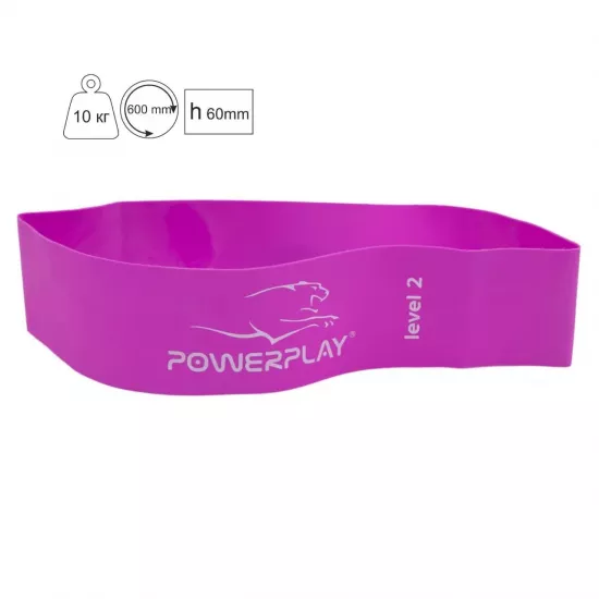 Фитнес-резинка PowerPlay 4140 Level 2 (600*60*0.8мм, 10 кг) Фиолетовая