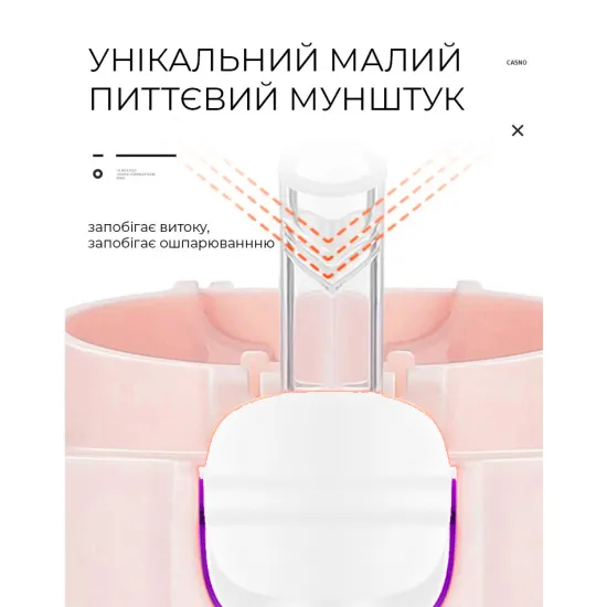 Пляшка для води CASNO 690 мл KXN-1219 Рожева (свинка) з соломинкою