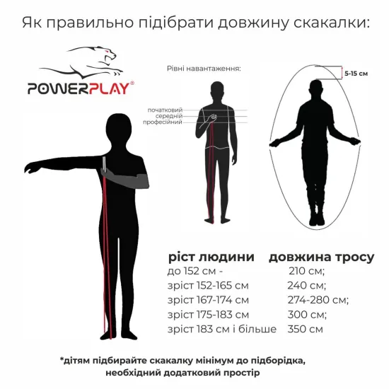 Скакалка PowerPlay 4210 Черная-300см