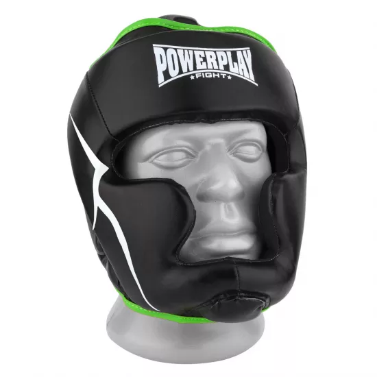 Боксерський шолом PowerPlay 3100 PU Чорно-зелений XS