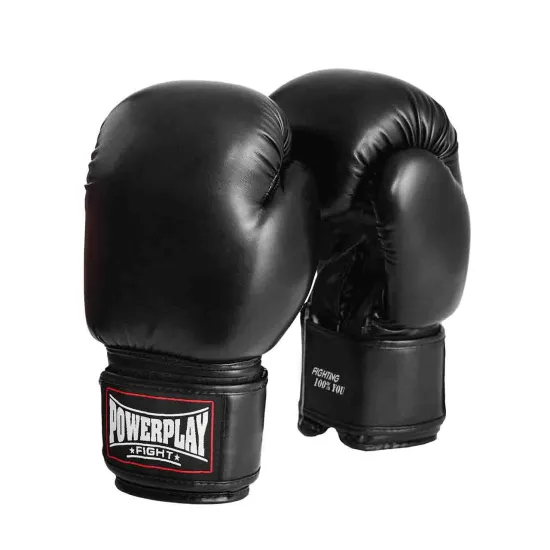 Боксерские перчатки PowerPlay 3004 черные 10 унций