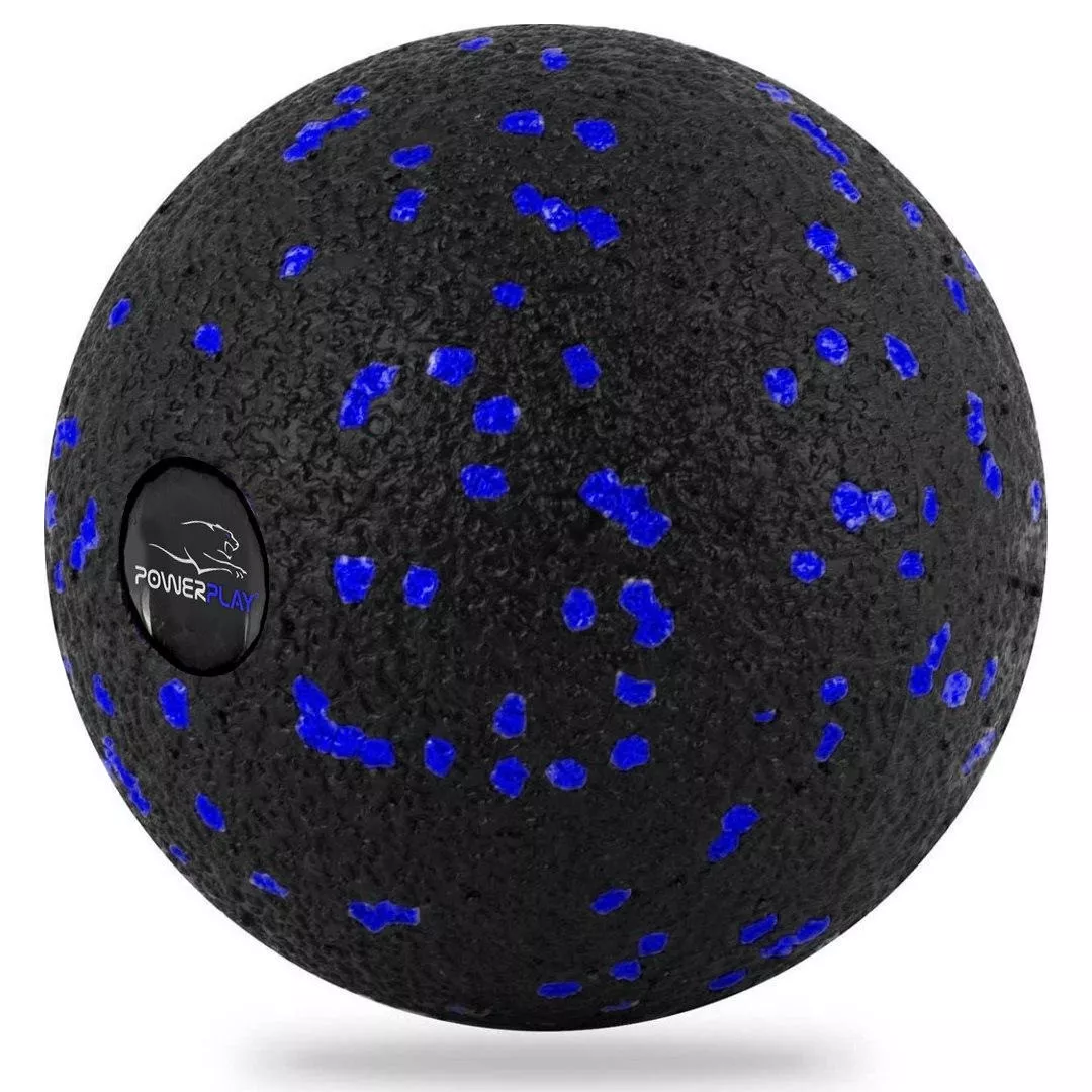 Набор для массажа и йоги PowerPlay PP_4091 EPP (2 мячика + валик массажер 15*5,3 см.) Blue + резинка 7,5 кг.