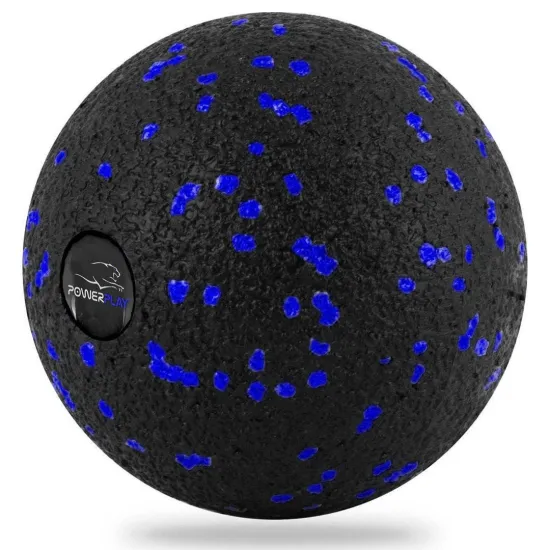 Набір для масажу та йоги PowerPlay PP_4091 EPP (2 м'ячики + валик масажер 15*5,3 см.) Blue  + резинка 7,5 кг.