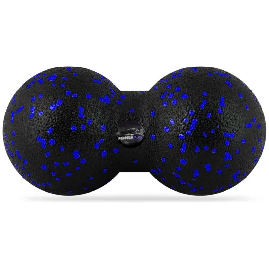 Набір для масажу та йоги PowerPlay PP_4091 EPP (2 м'ячики + валик масажер 15*5,3 см.) Blue  + резинка 7,5 кг.