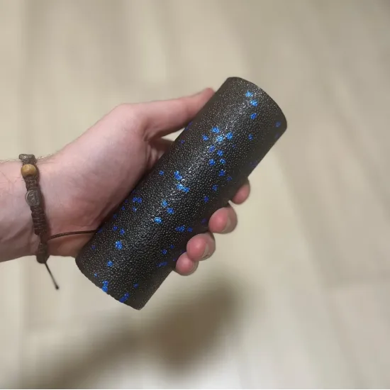 Набір для масажу та йоги PowerPlay PP_4091 EPP (2 м'ячики + валик масажер 15*5,3 см.) Blue  + резинка 7,5 кг.