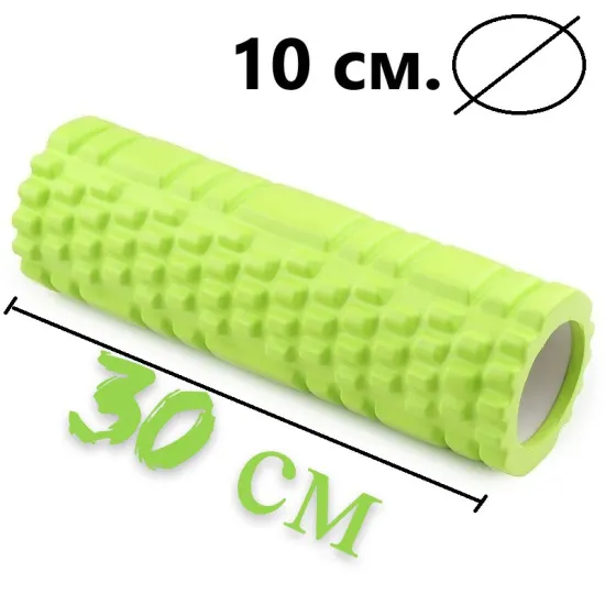 Набір для масажу та йоги PowerPlay PP_4097 (Ролик 30*10 + 2-ва мячі) Green + резинка 5.5 кг.