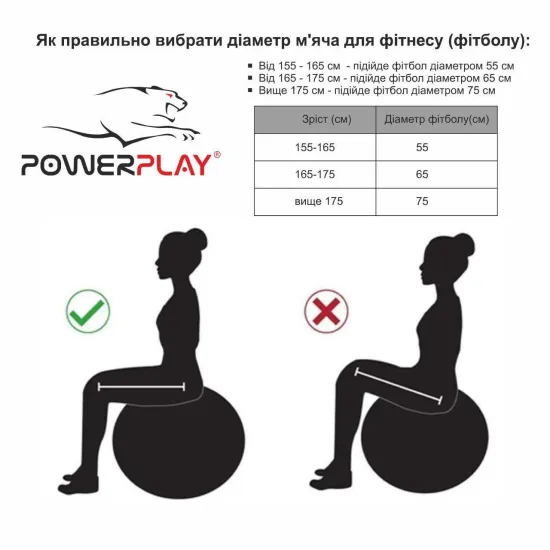 Фітбол напівмасажний PowerPlay 4003 65cm Gymball Ліловий + насос