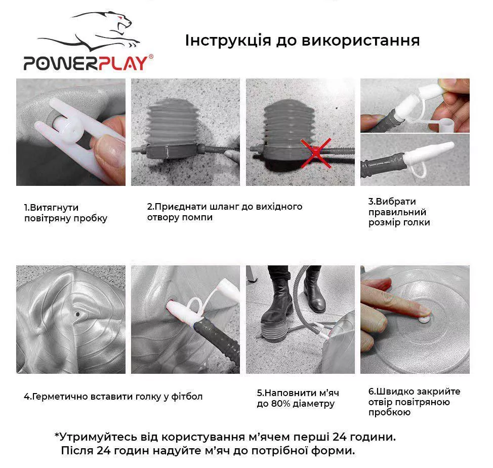 Фитбол полумассажный PowerPlay 4003 65cm Gymball Лиловый + насос