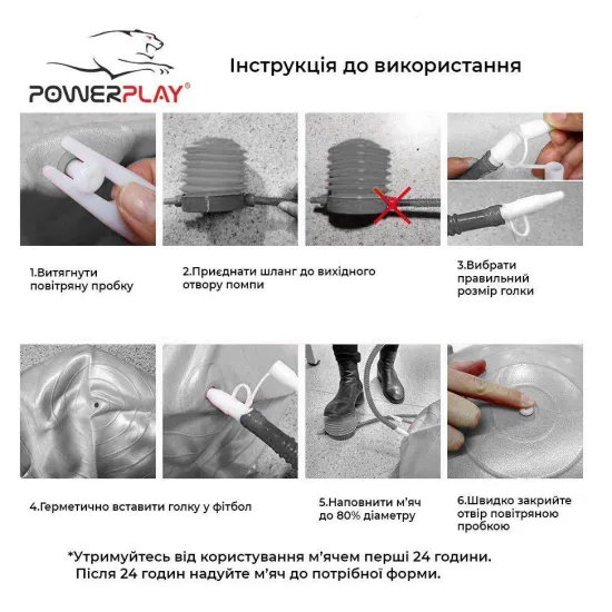 Фітбол напівмасажний PowerPlay 4003 65cm Gymball Ліловий + насос