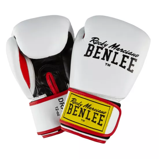 Перчатки боксерские Benlee DRACO 10oz /Кожа /бело-черно-красные