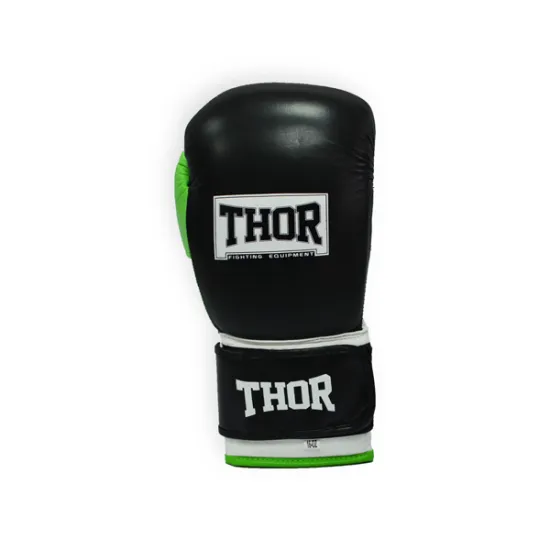 Рукавички боксерські THOR TYPHOON 10oz /Шкіра/чорно-зелено-білі