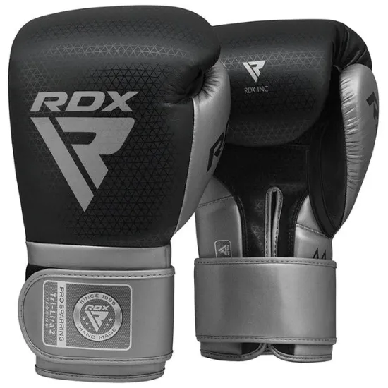 Боксерские перчатки RDX MARK PRO SPARRING TRI LIRA 2 SILVER-10 унций (капа в комплекте)