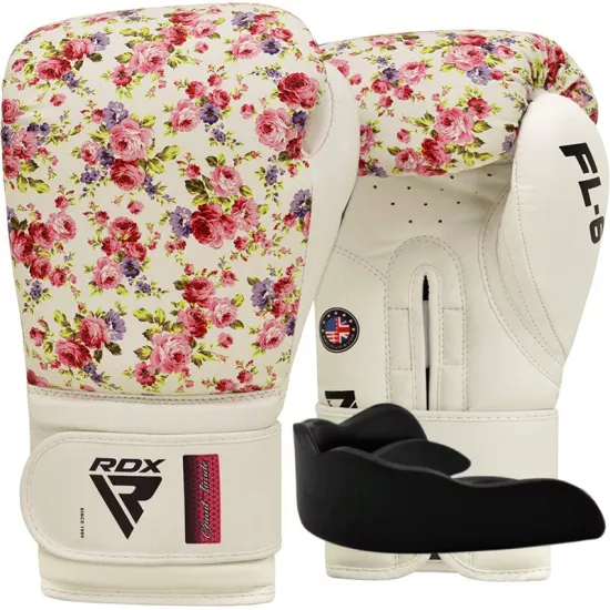 Боксерские перчатки RDX FL-6 White-8 унций (капа в комплекте)
