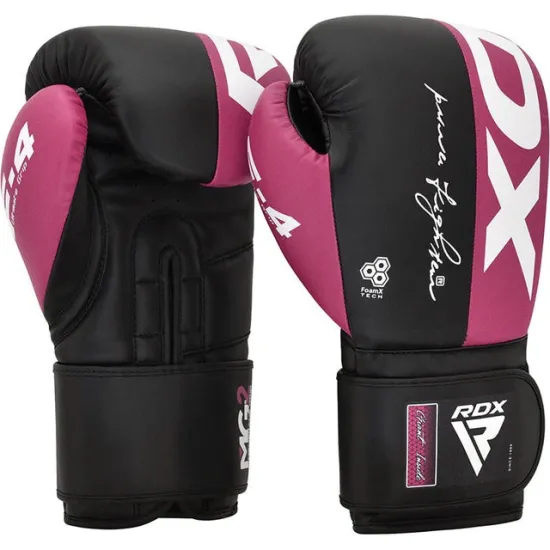 Боксерські рукавиці RDX REX F4 PINK/BLACK-8 унцій (капа в комплекті)
