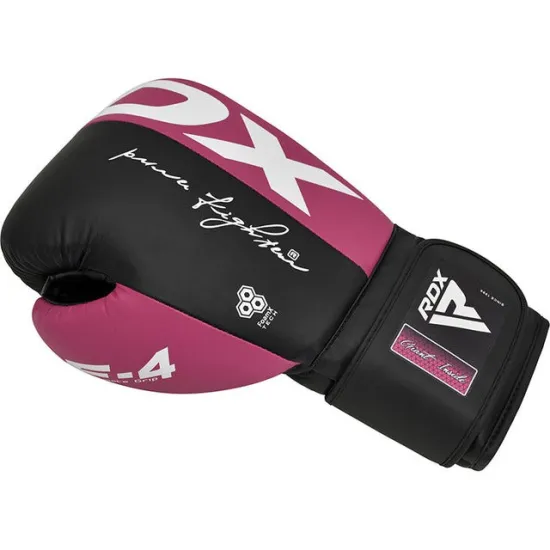 Боксерські рукавиці RDX REX F4 PINK/BLACK-8 унцій (капа в комплекті)