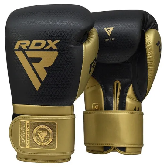 Боксерские перчатки RDX MARK PRO SPARRING TRI LIRA 2 GOLDEN-10 унций (капа в комплекте)