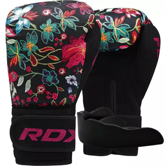 Боксерські рукавиці RDX FL-3 FLORAL BLACK-8 унцій (капа в комплекті)