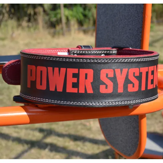 Пояс для важкої атлетики Power System PS-3830 Beast шкіряний Black/Red M