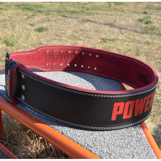 Пояс для важкої атлетики Power System PS-3830 Beast шкіряний Black/Red M