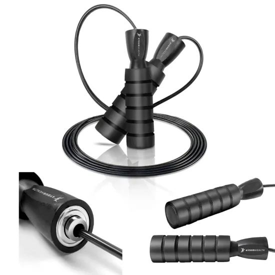 Скакалка швидкісна з протиковзкими ручками 4yourhealth 2.5m. Premium Jump Rope 2488 Чорна