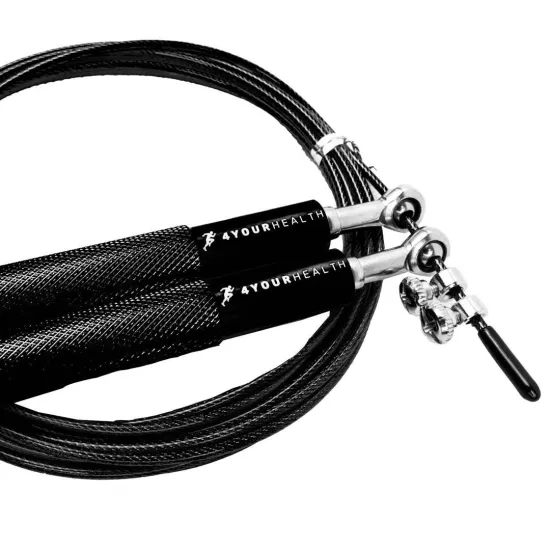 Скакалка швидкісна 4yourhealth Jump Rope Premium 3м металева на підшипниках 0217 Чорна
