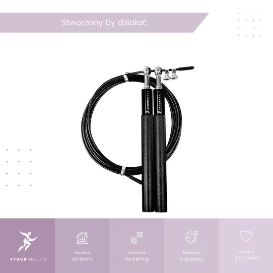 Скакалка швидкісна 4yourhealth Jump Rope Premium 3м металева на підшипниках 0217 Чорна