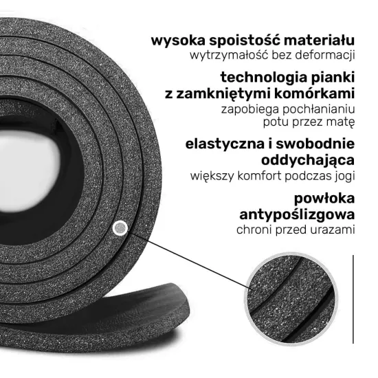 Килимок для йоги та фітнесу + чохол 4yourhealth Fitness Yoga Mat 0132 (180*61*1см) Чорний