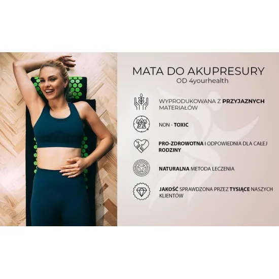 Килимок акупунктурний 4yourhealth Elite Line 1832 з подушкою чорно-блакитний 64*40см