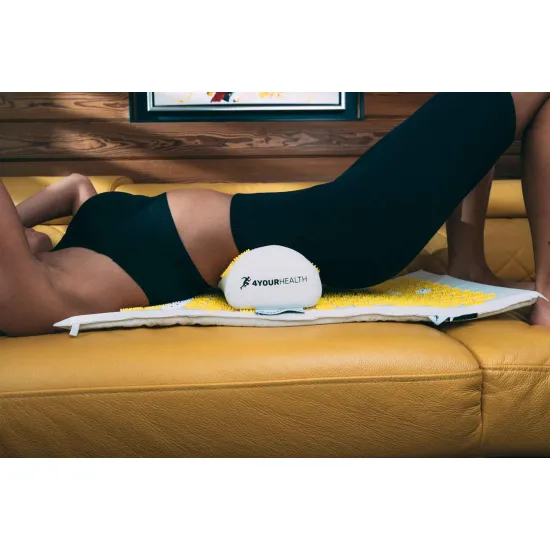 Килимок акупунктурний 4yourhealth Elite Line 1849 з подушкою бежево-жовтий 72*42см