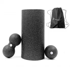 Набір для йоги 4yourhealth роллер + 2 масажні м'ячі  2433 Black