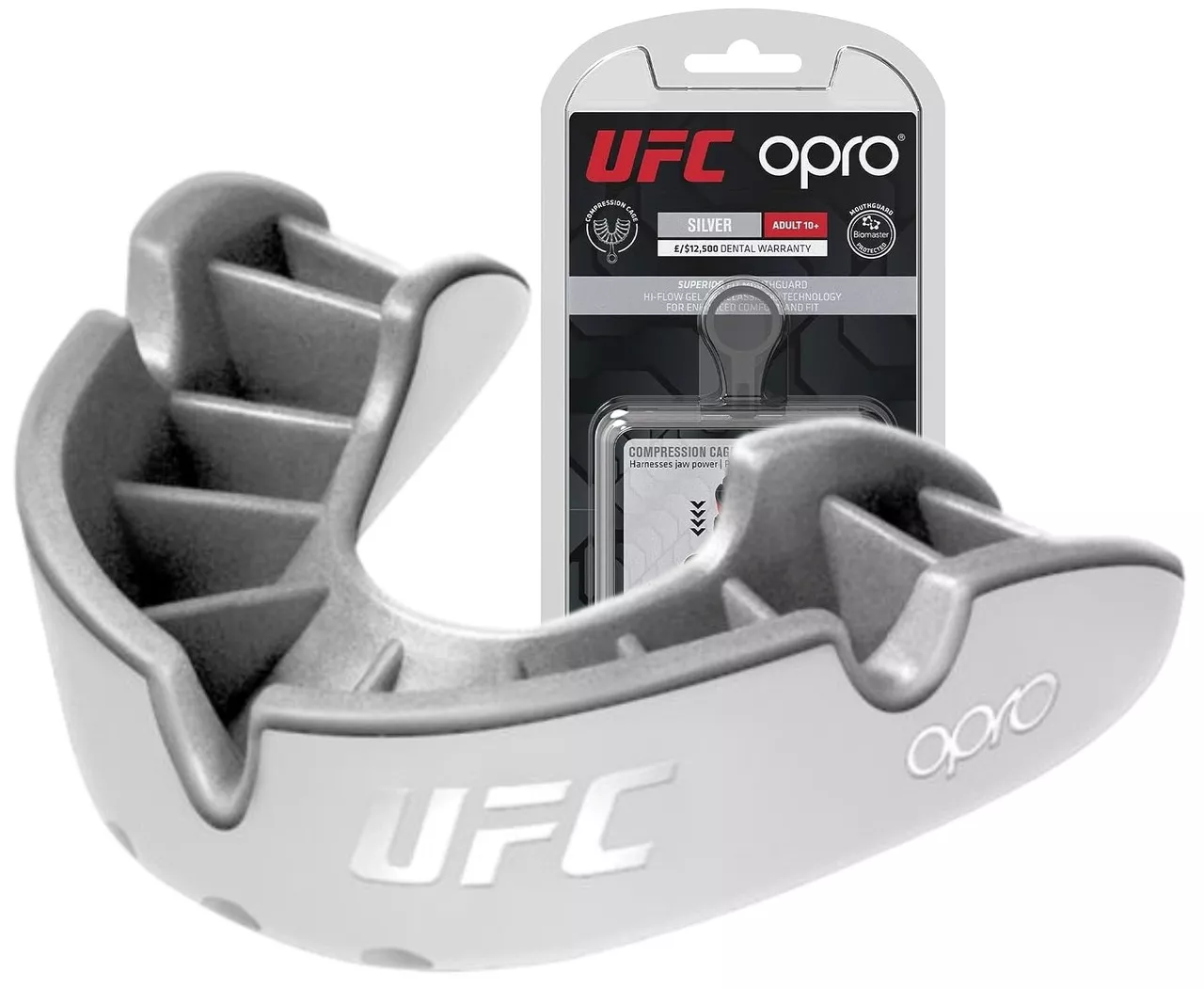 Капа OPRO Silver UFC White/Silver-взрослая