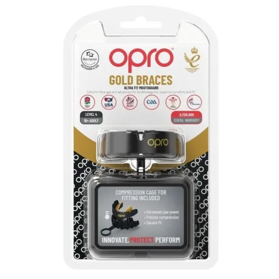 Капа для брекетов OPRO Gold Braces под брекеты Black/Gold-взрослая