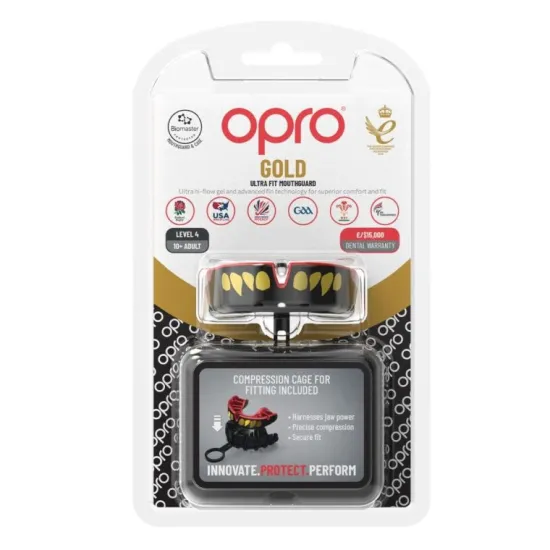 Капа OPRO Gold JAWS Black/Red-взрослая