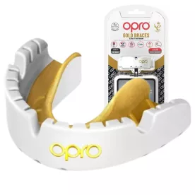 Капа для брекетов OPRO Gold Braces под брекеты White/Gold-взрослая 