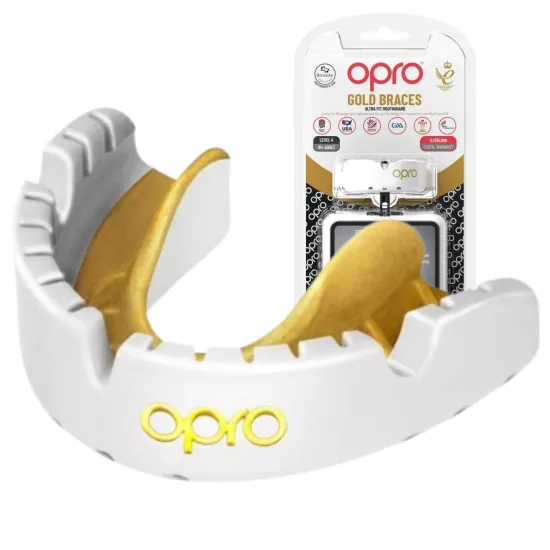 Капа для брекетов OPRO Gold Braces под брекеты White/Gold-взрослая 