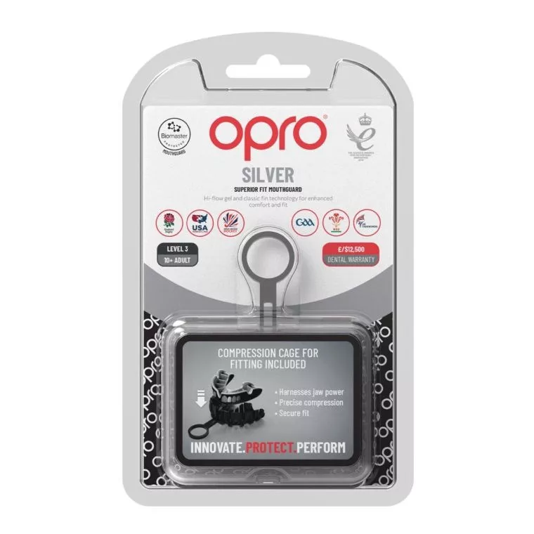 Капа OPRO Silver Black/Red-взрослая