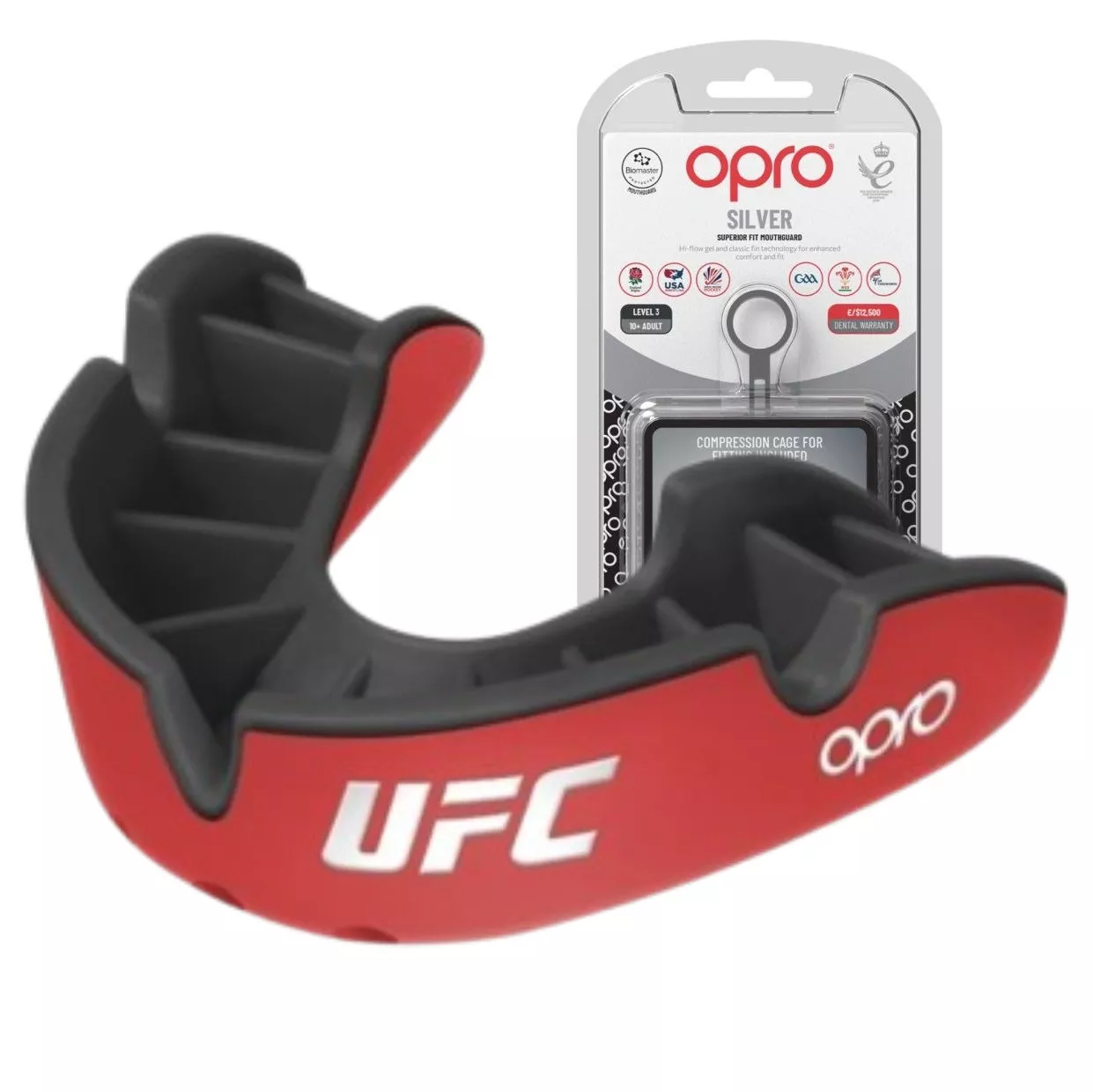 Капа OPRO Silver UFC Red/Black-взрослая