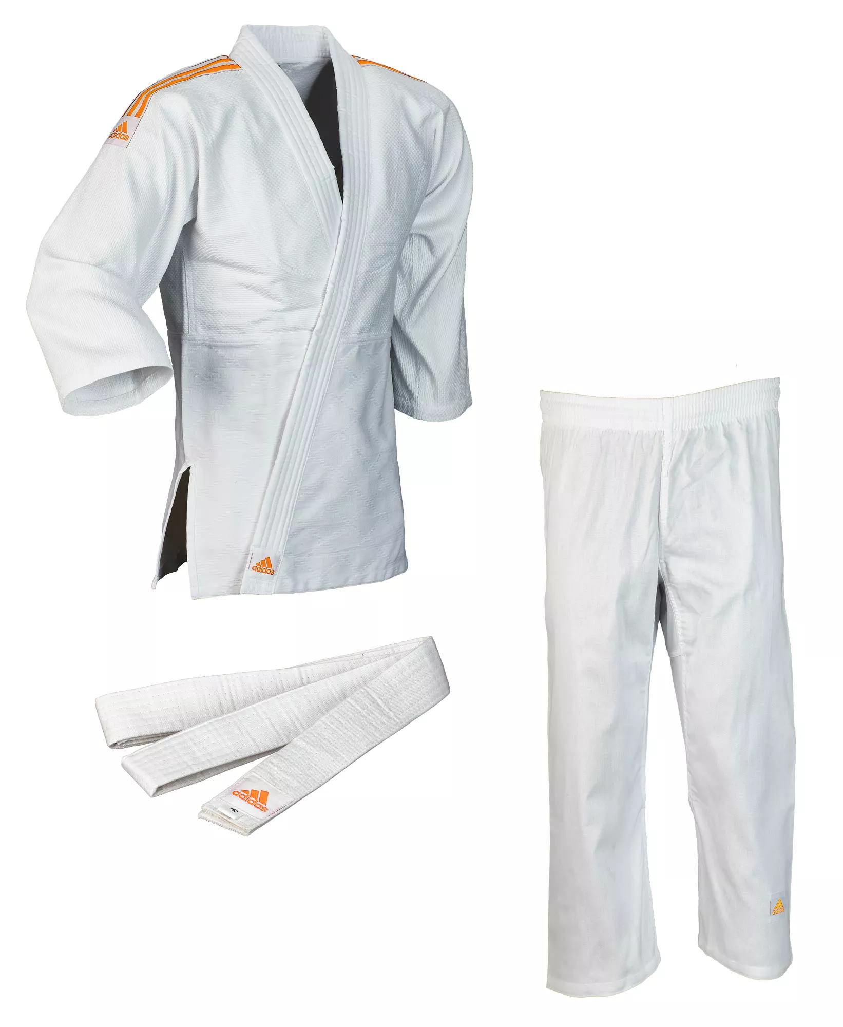 Кимоно для дзюдо Adidas Club Белое с оранжевыми полосами J350PK_WB-130