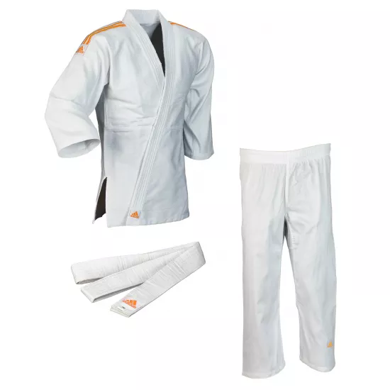 Кимоно для дзюдо Adidas Club Белое с оранжевыми полосами J350PK_WB-130