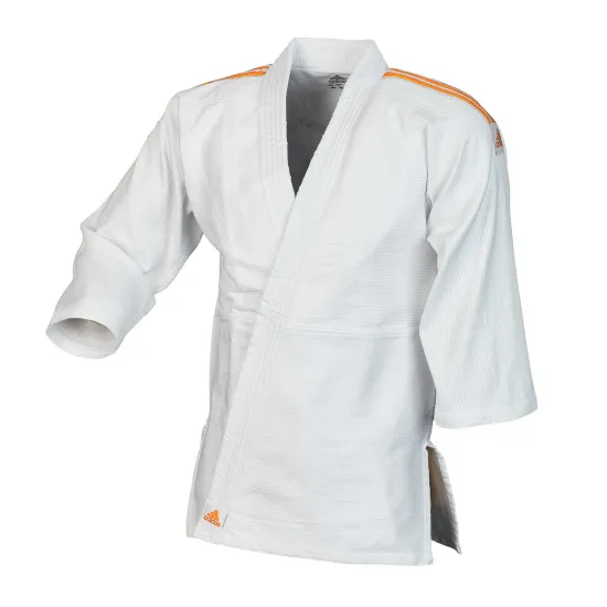 Кимоно для дзюдо Adidas Club Белое с оранжевыми полосами J350PK_WB-130