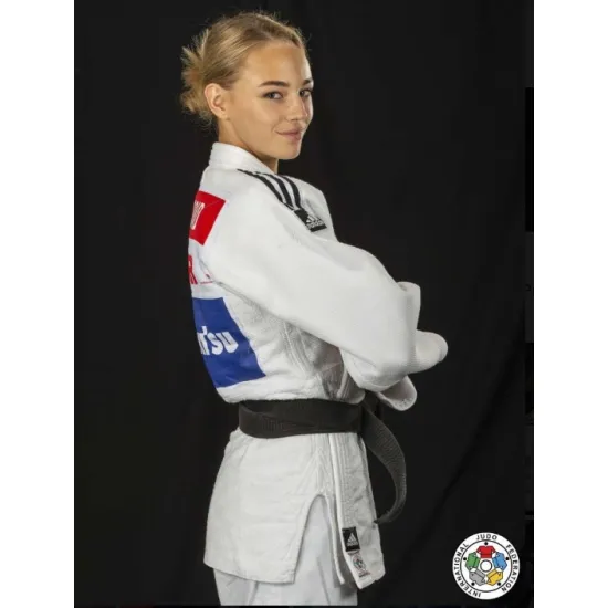 Кімоно для дзюдо Adidas Champion II з ліцензією IJF SlimFit Білий/чорні смуги J750W SF-150