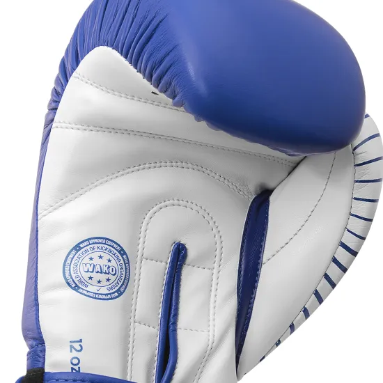 Перчатки Adidas с лицензией Wako для бокса и кикбоксинга Сине/белый 10 унций