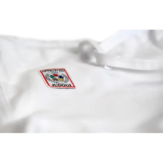 Кимоно для дзюдо Adidas Champion II с лицензией IJF Slim Fit Белое/золотые полосы-155