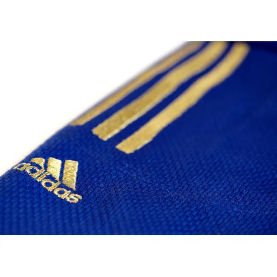 Кимоно для дзюдо Adidas Champion II с лицензией IJF Slim Fit Синий/золотые полосы J-IJFB-SMU-170
