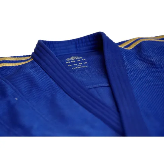 Кимоно для дзюдо Adidas Champion II с лицензией IJF Slim Fit Синий/золотые полосы J-IJFB-SMU-170