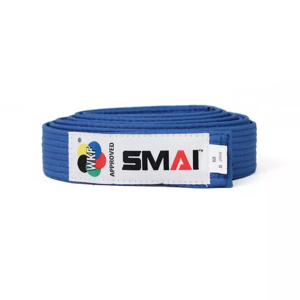 Пояс для кимоно с SMAI WKF Голубой-220см