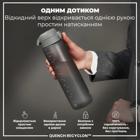 Бутылка для воды ION8 1000 мл. BPA Free Grey