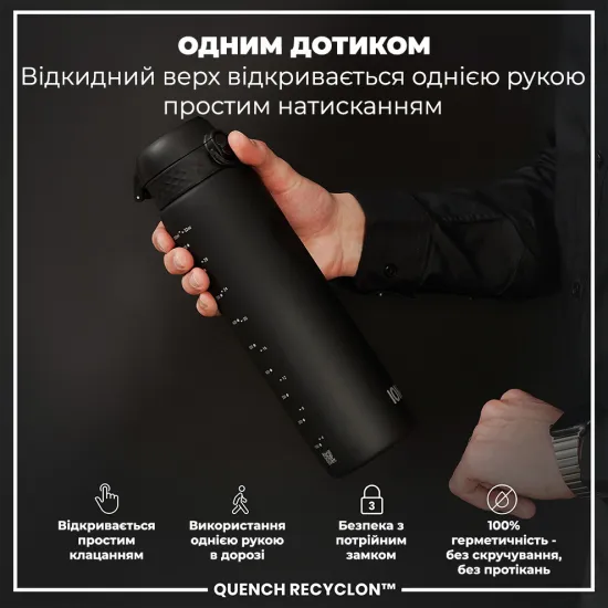 Пляшка для води ION8 1000 мл. BPA Free Black
