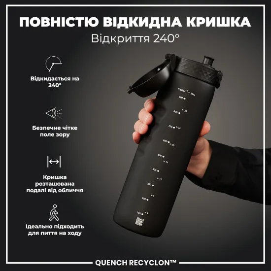 Пляшка для води ION8 1000 мл. BPA Free Black